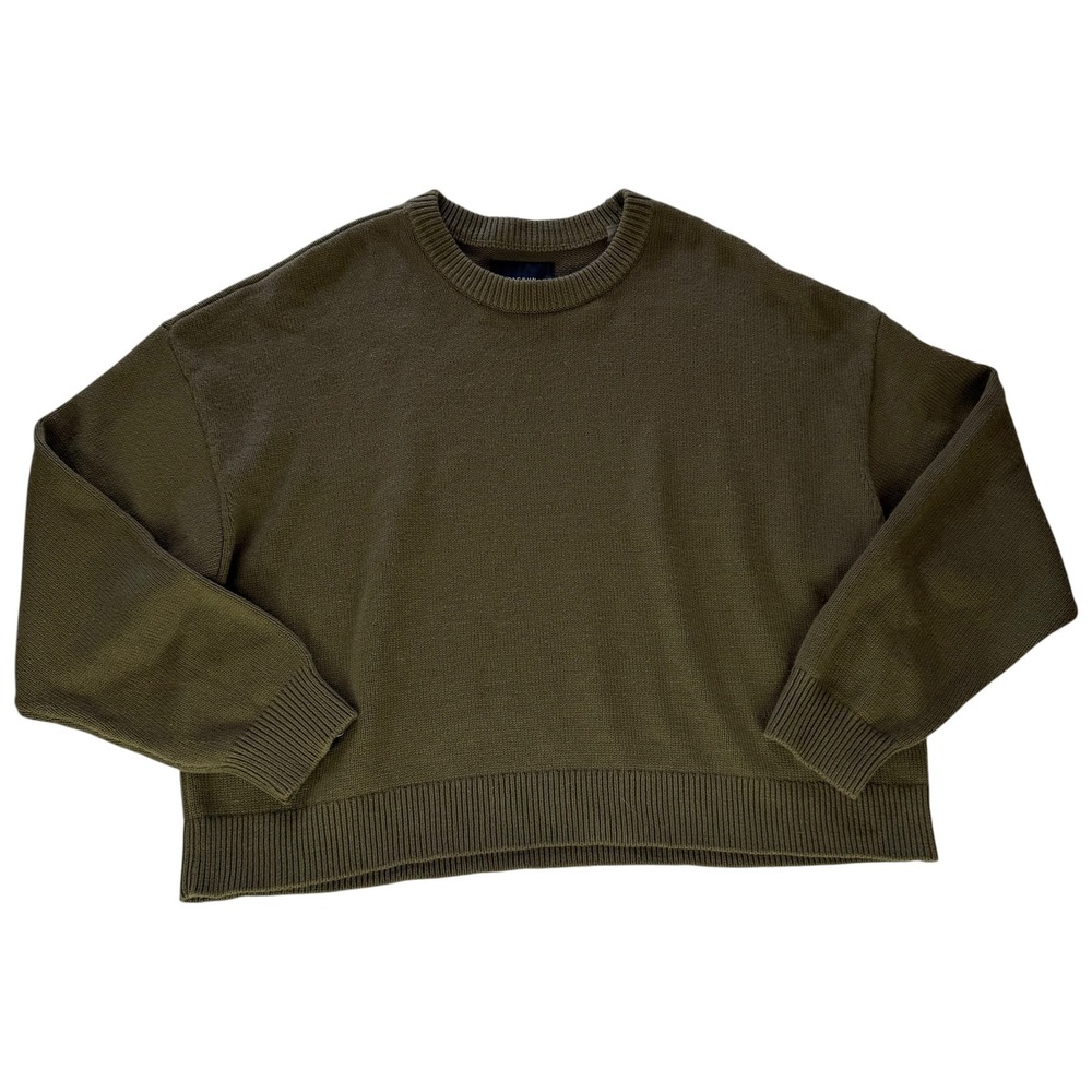 PacSun Womens Oversized Crewneck Sweater Olive Green Cotton Blend Size Medium